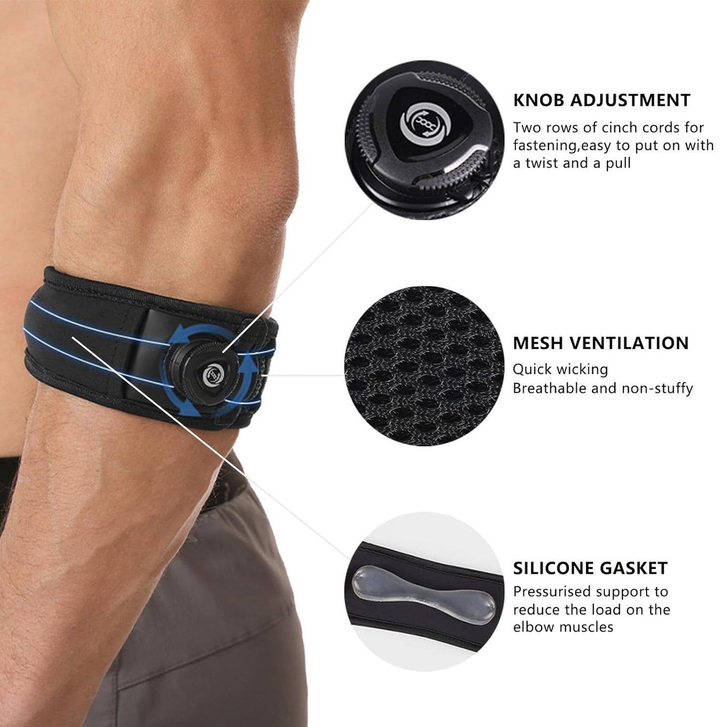 Tennis Elbow Strap for Golfers, Basketball, Baseball, Weightlifting, Tendonitis, Arthritis
