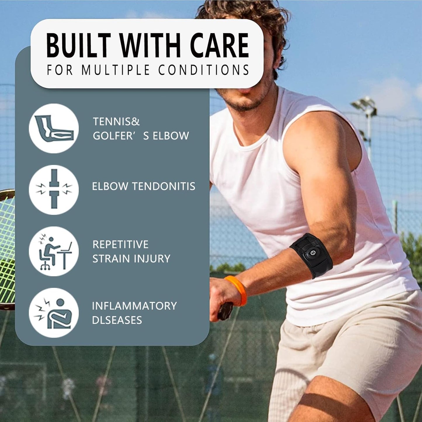 Tennis Elbow Strap for Golfers, Basketball, Baseball, Weightlifting, Tendonitis, Arthritis